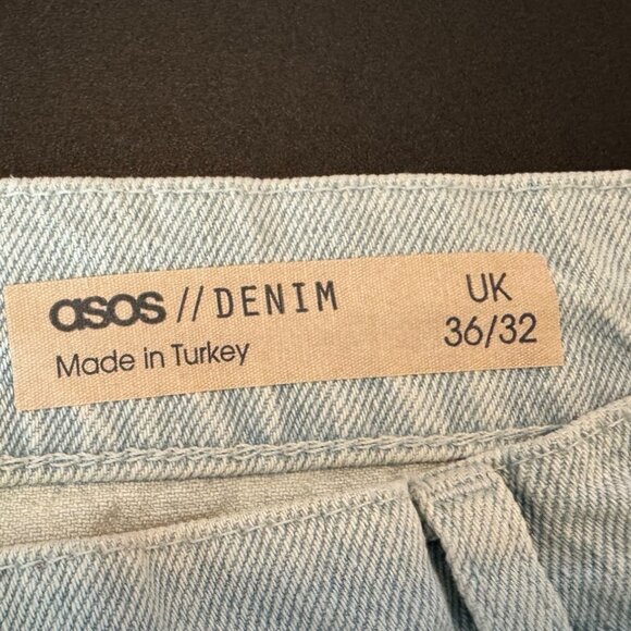 ASOS Denim Light Wash Wide-Leg Jeans With Button Fly UK 36/32 NWT - Picture 5 of 8